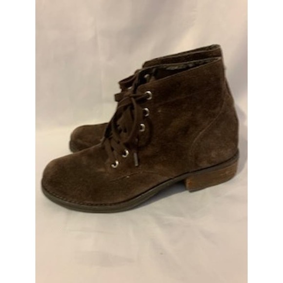 Sam Edelman Suede Brown Leather 9.5 Womens  Lace Up Boot - Picture 4 of 9